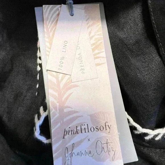 NWT! Johanna Ortiz + Pinkfilosofy Linen Tie-Back Macarena Maxi Dress - Picture 10 of 11